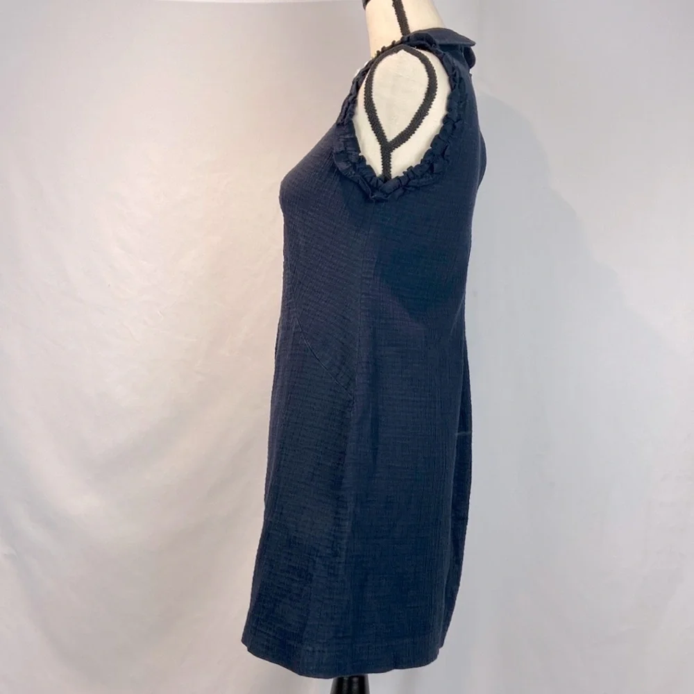 Zara Trafaluc Mini Shift Size M Navy Sleeveless Dress With Sequin Bee - Picture 3 of 10